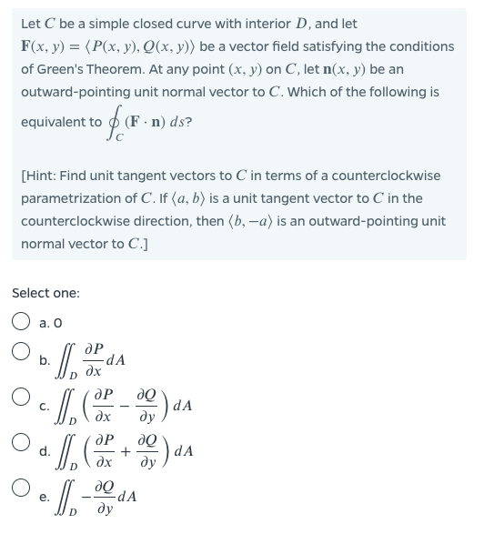 Solved Let C Be A Simple Closed Curve With Interior D An Chegg Com