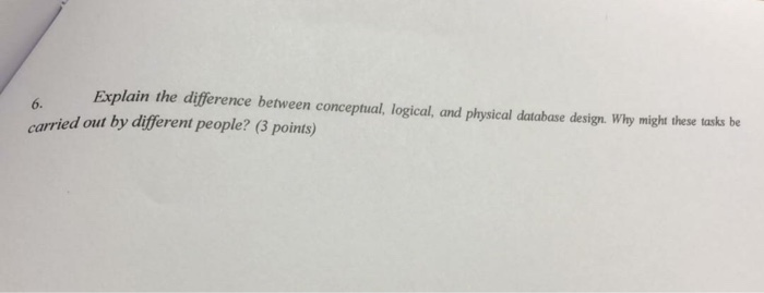 Solved Explain the difference between conceptual, logical, | Chegg.com