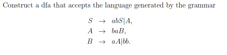 Construct A Dfa That Accepts The Language Generated | Chegg.com