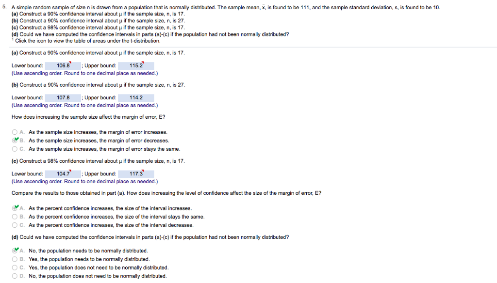 Solved 5. A simple random sample of size n is drawn from a | Chegg.com