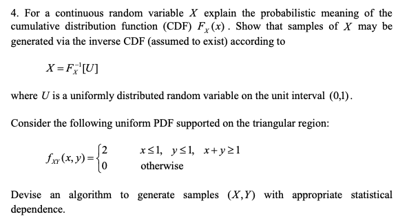 Solved 4. For a continuous random variable X explain the | Chegg.com