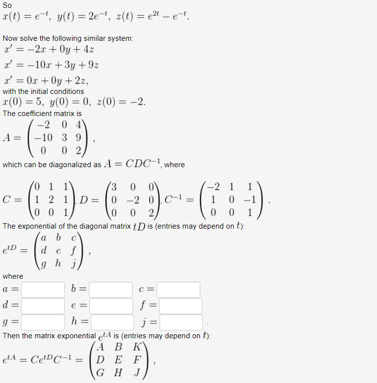 Solved 1 Point Solving A System Of Linear Odes With Chegg Com