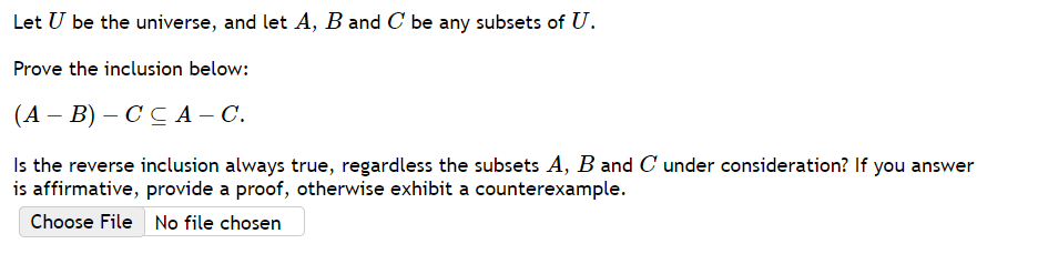 Solved Let U Be The Universe, And Let A,B And C Be Any | Chegg.com