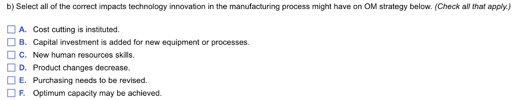 Solved b) Select all of the correct impacts technology | Chegg.com