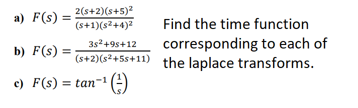 Solved a) F(s)=(s+1)(s2+4)22(s+2)(s+5)2 Find the time | Chegg.com