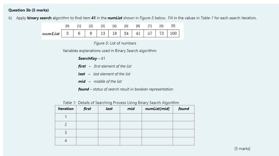 it's beautiful hawk Breeding Solved Question 3b (5 marks) b) Apply binary search | Chegg.com
