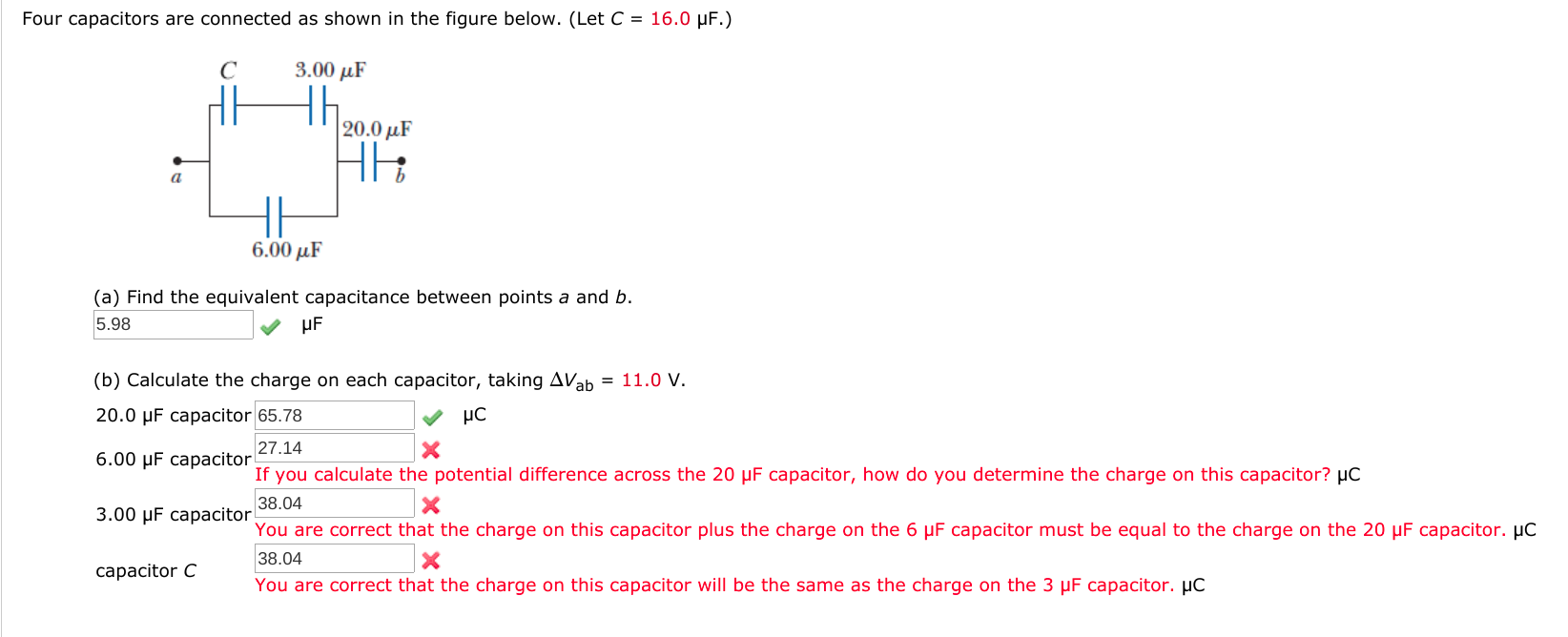 Solved Four capacitors are connected as shown in the figure | Chegg.com