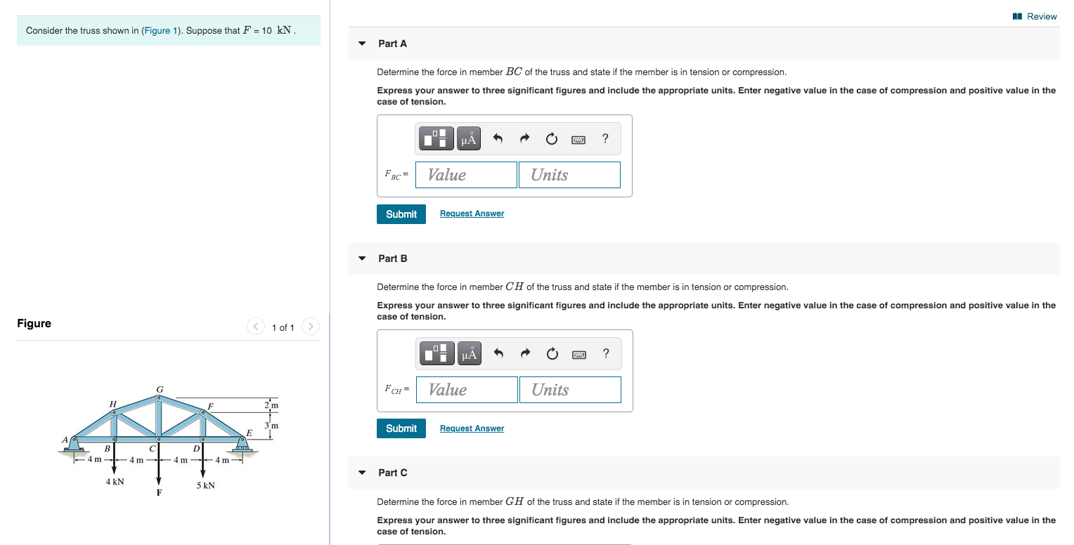 Solved 1 Review Consider the truss shown in (Figure 1). | Chegg.com