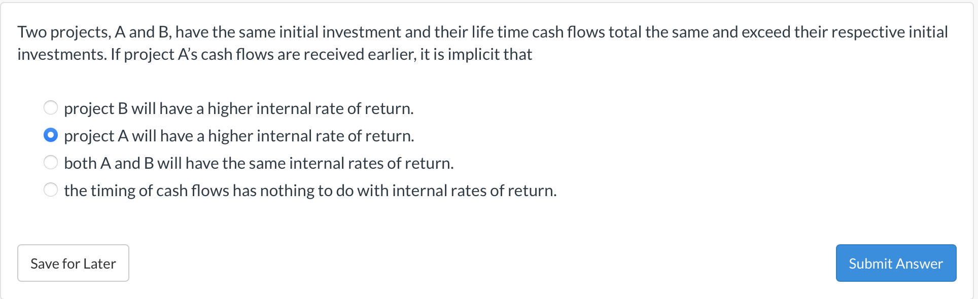 Solved Two Projects, A And B, Have The Same Initial | Chegg.com