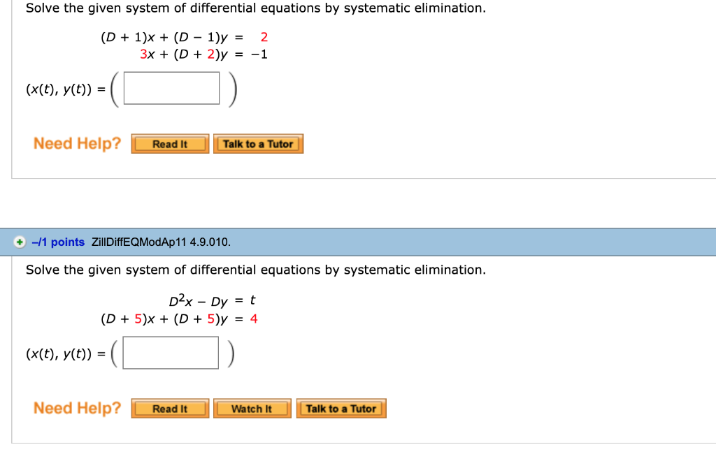 Solved Solve the given system of differential equations by | Chegg.com