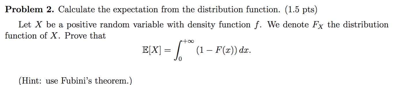 Solved Problem 2. Calculate the expectation from the | Chegg.com