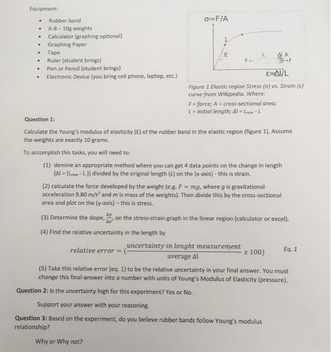 Solved Equipment Rubber band 6810g weights Calculator