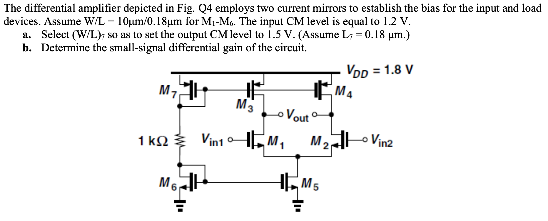 Solved The differential amplifier depicted in Fig. Q4 | Chegg.com
