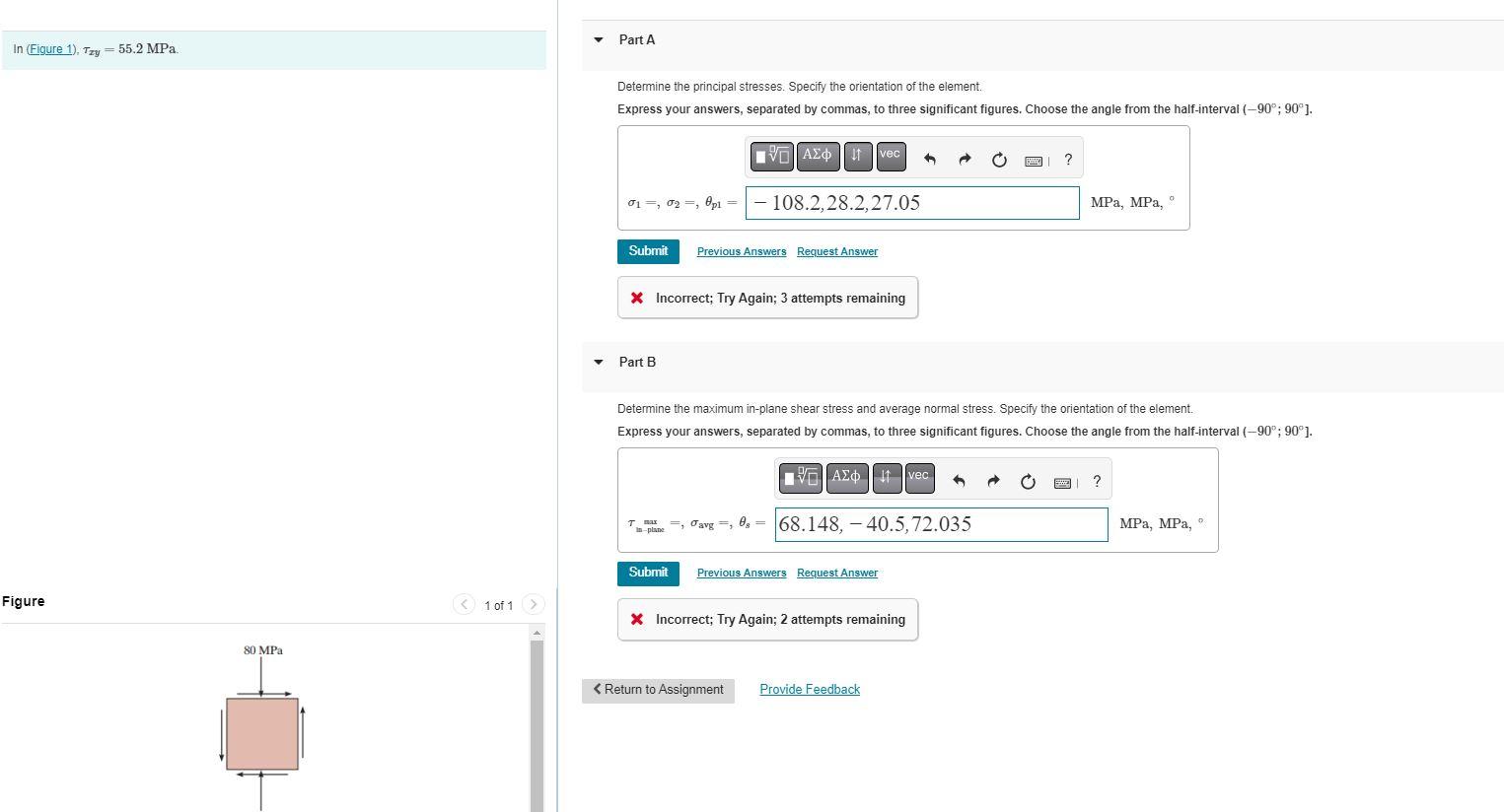 Solved Determine The Principal Stresses. Specify The | Chegg.com