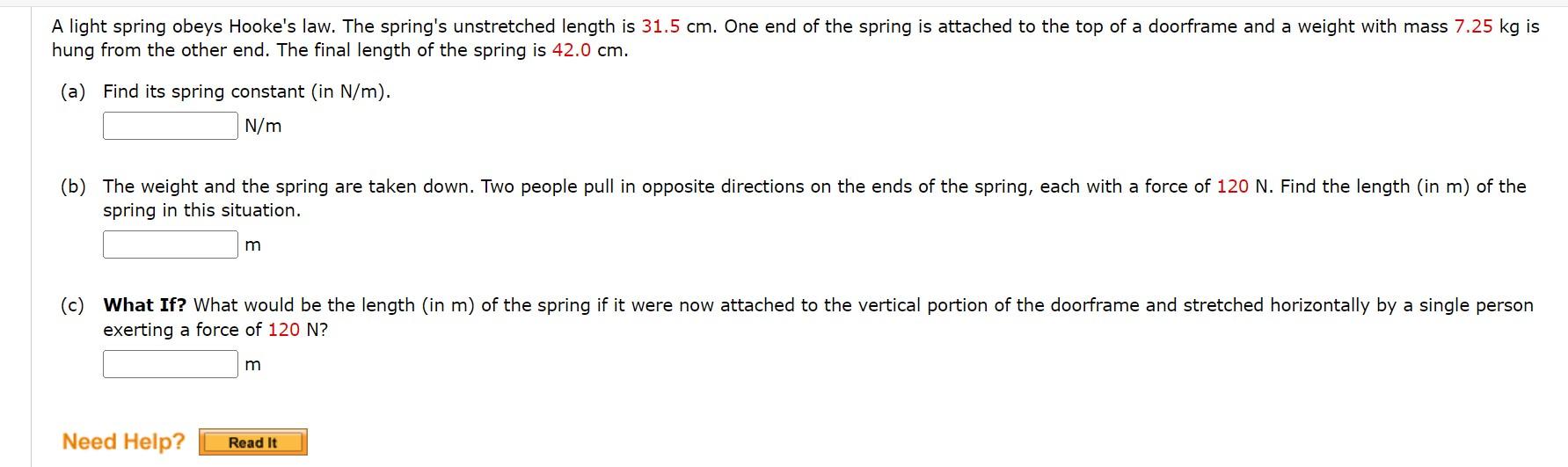 Solved A light spring obeys Hooke's law. The spring's