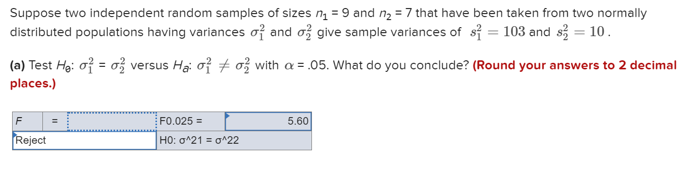 Solved Suppose Two Independent Random Samples Of Sizes N1=9 | Chegg.com