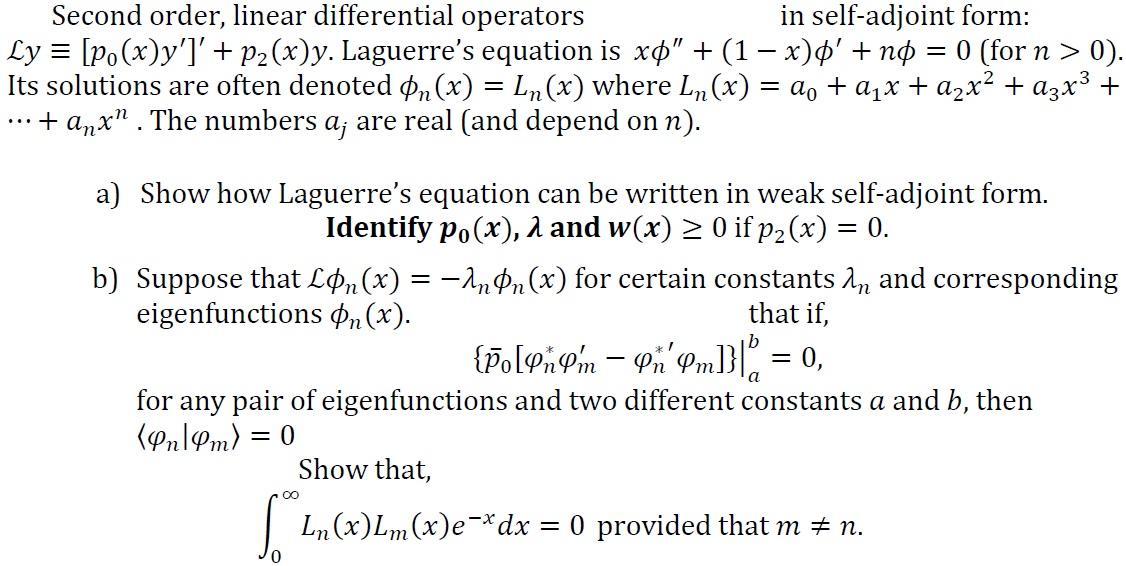 Second order, linear differential operators in | Chegg.com