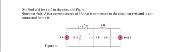 Solved Find v(t) for t > 0 in the circuit in Fig. 4. | Chegg.com