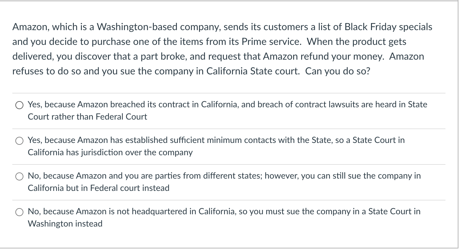 Solved Amazon, which is a Washingtonbased company, sends