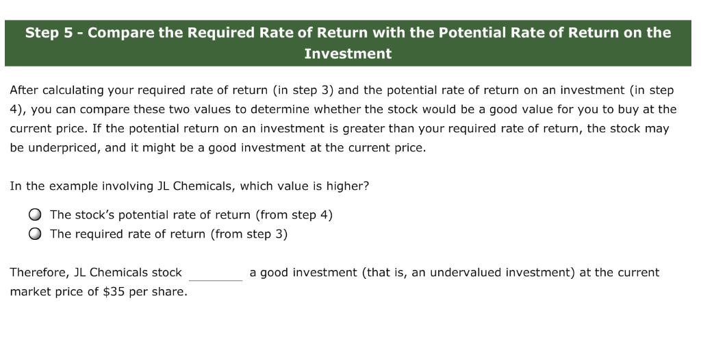 Solved Step 1 Use the Stock's Beta Value to Estimate the