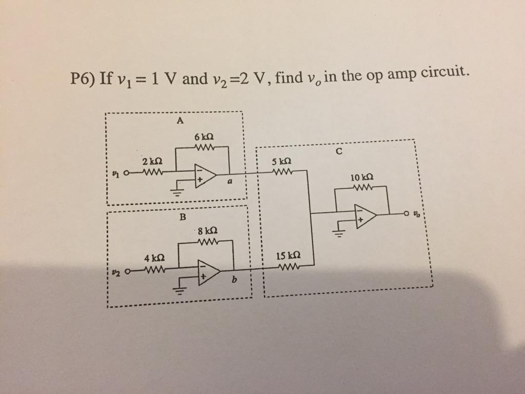 If V1 1v And V2 2v Find Vo In The Op Amp Chegg Com