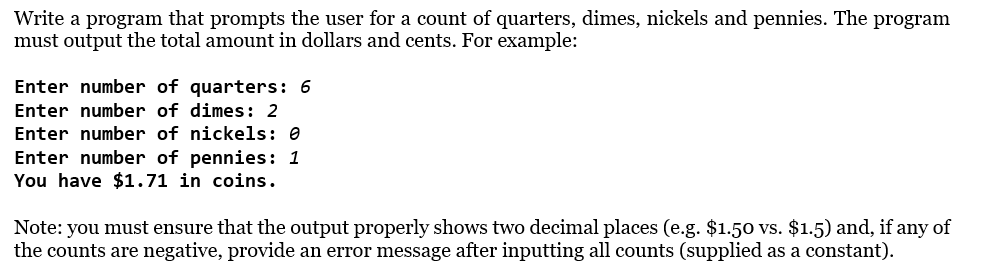 Solved Write a program that prompts the user for a count of | Chegg.com