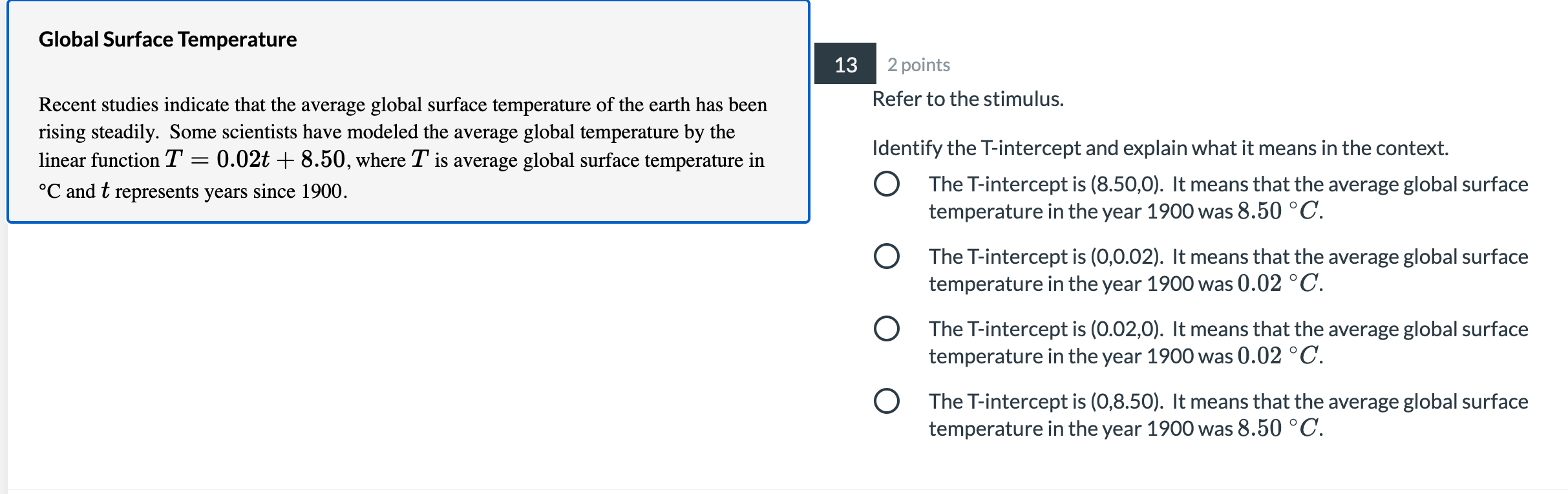 Solved Global Surface Temperature 13 2 points Refer to the | Chegg.com