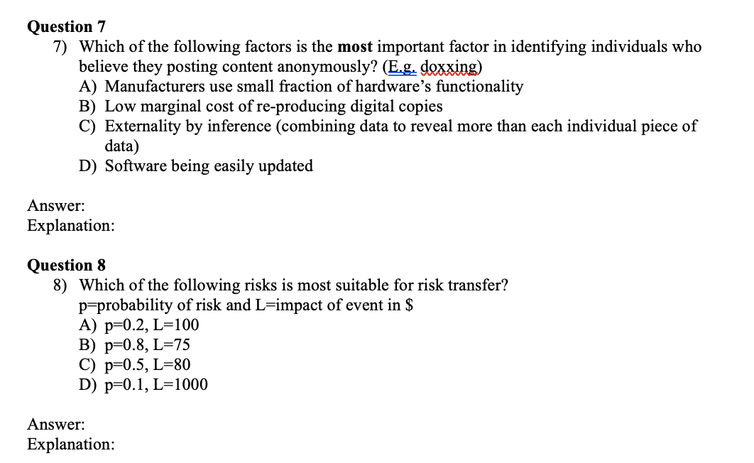 Solved Question 7 7) Which Of The Following Factors Is The | Chegg.com