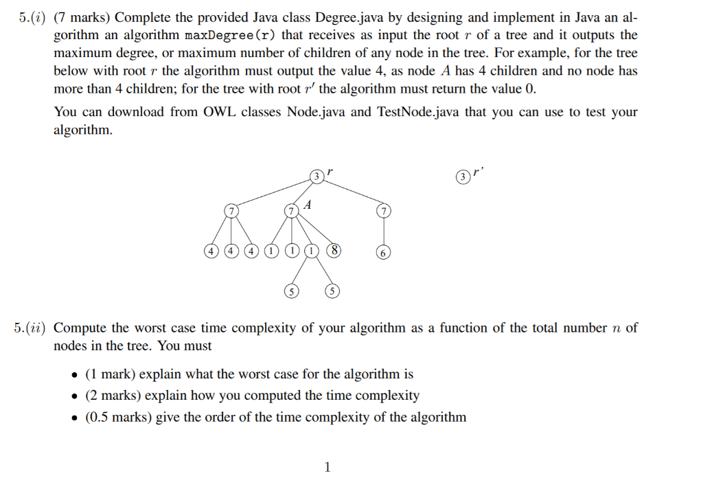 Solved For Degree.java public class Degree { int | Chegg.com