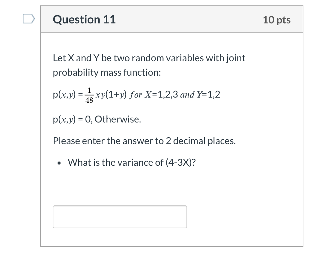 Solved Question 9 10 Pts Let X And Y Be Two Random Variables Chegg Com