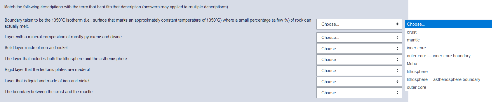 Solved Match the following descriptions with the term that | Chegg.com