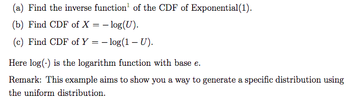 Solved (a) Find the inverse function of the CDF of | Chegg.com