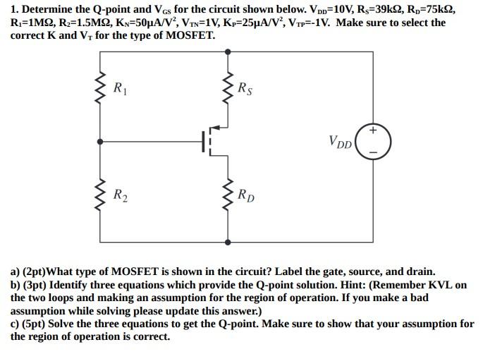 Solved 1. Determine the Q-point and VGS for the circuit | Chegg.com