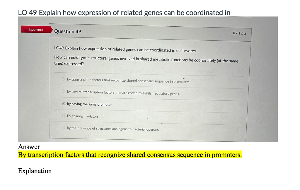 Solved LO 49 Explain how expression of related genes can be