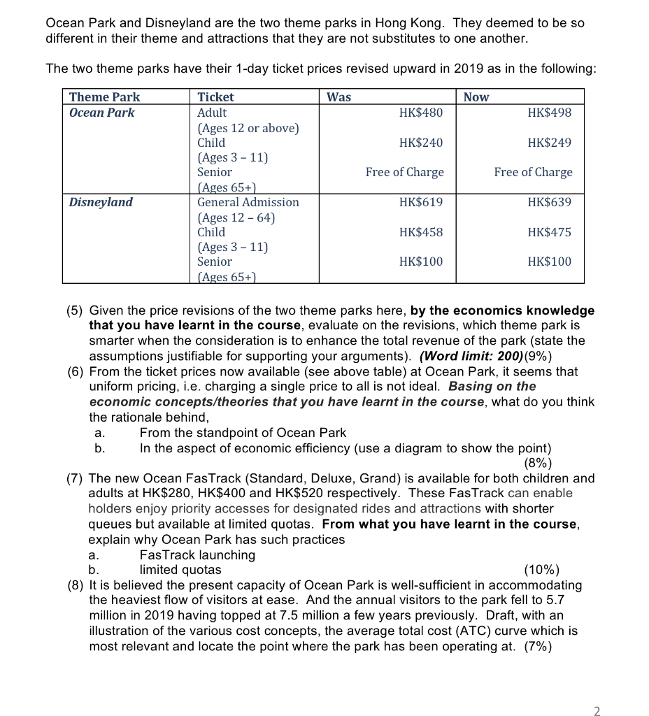 Ocean Park and Disneyland are the two theme parks in
