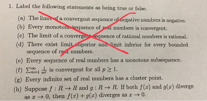 Solved 1. Label the following statements as being true or | Chegg.com