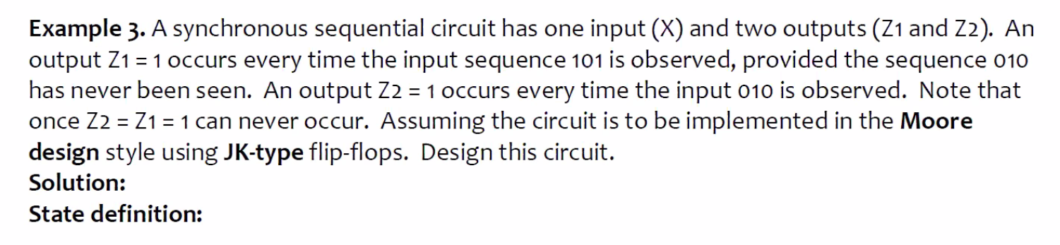 Solved Example 3. A synchronous sequential circuit has one | Chegg.com
