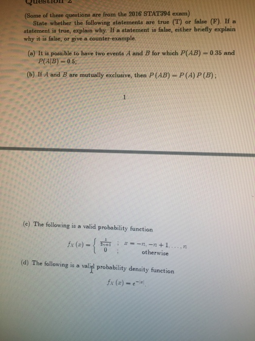 Solved State whether the following statements are true (T) | Chegg.com