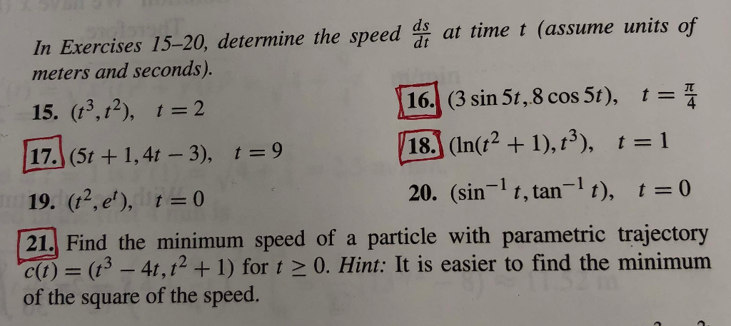 Solved In Exercises 15–20, determine the speed at time t | Chegg.com