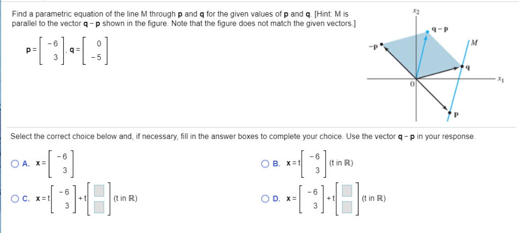 Solved Find a parametric equation of the line M through p | Chegg.com