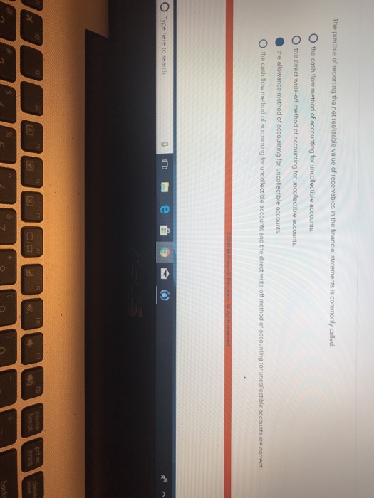 Solved The practice of reporting the net realizable value of