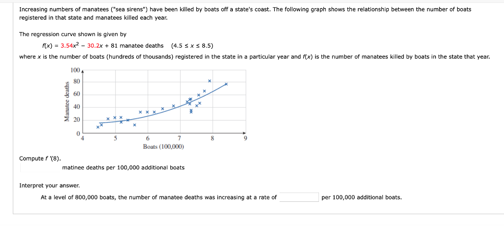 Solved Increasing numbers of manatees ("sea sirens") have | Chegg.com