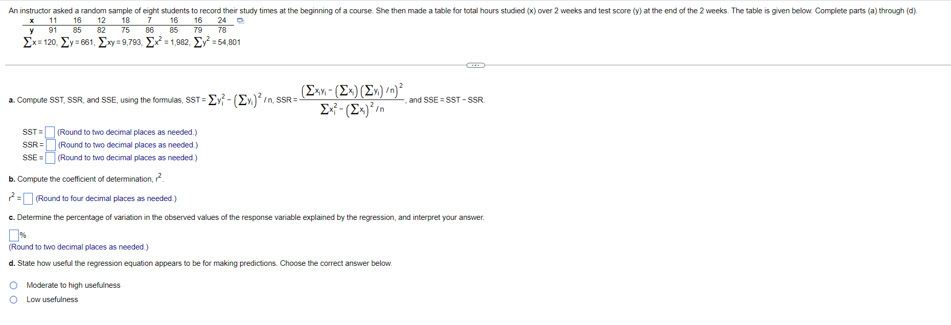 Solved An instructor asked a random sample of eight students | Chegg.com
