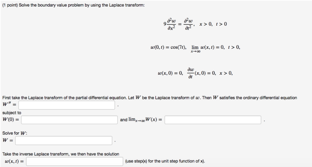 Solved (1 point) Solve the boundary value problem by using | Chegg.com