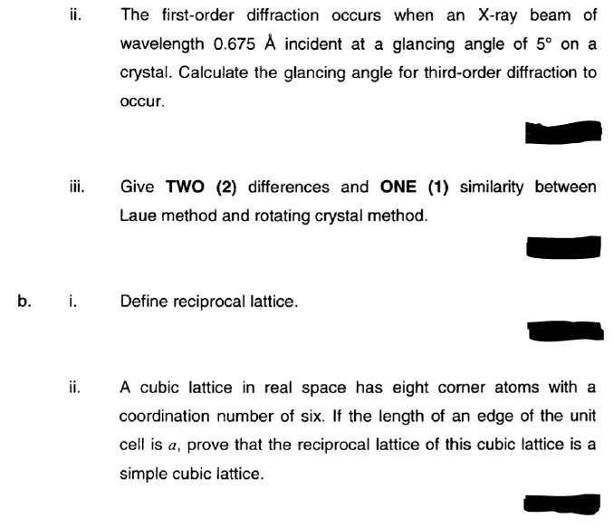 Solved The first-order diffraction occurs when an X-ray beam | Chegg.com
