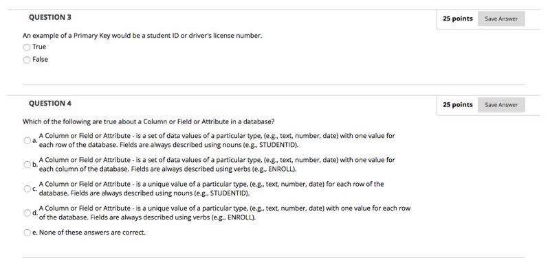 Solved QUESTION 1 25 points Save Answer A Primary key (PK) | Chegg.com