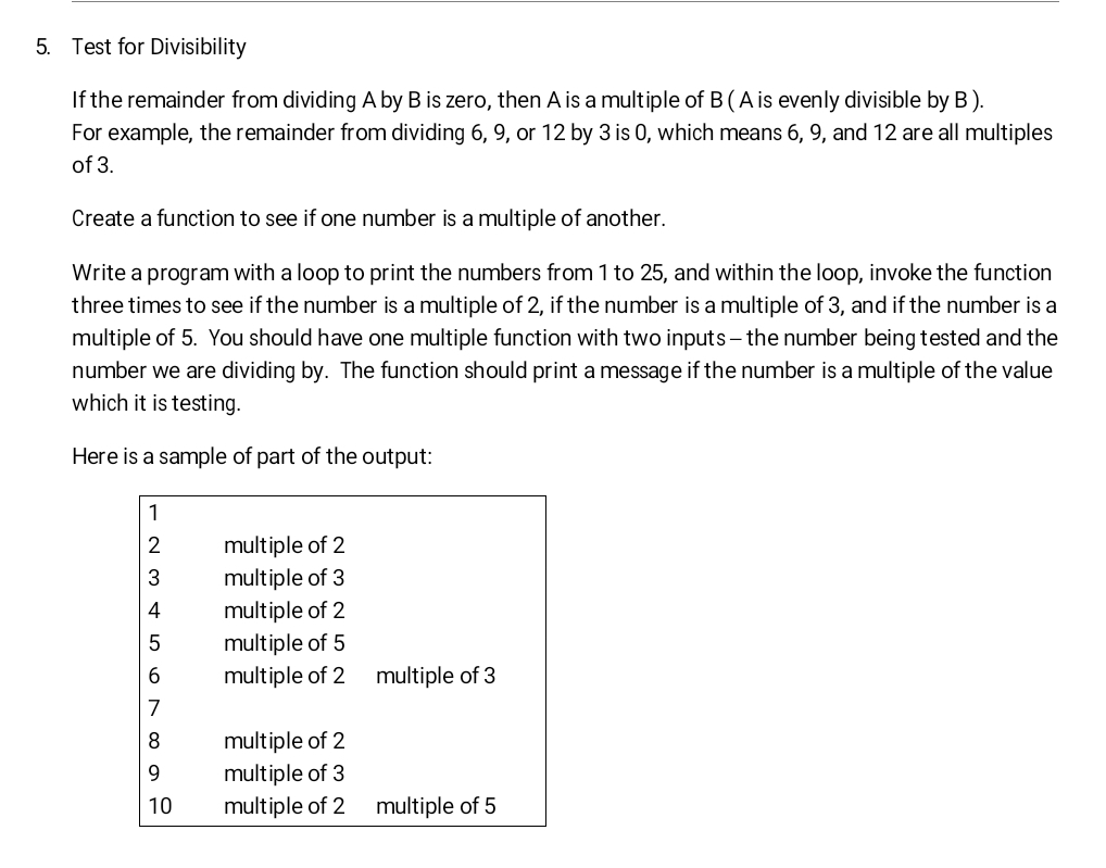 Solved 5. Test for Divisibility If the remainder from | Chegg.com