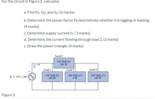 Solved For the circuit in Figure 2, calculate: a. Find PT, | Chegg.com