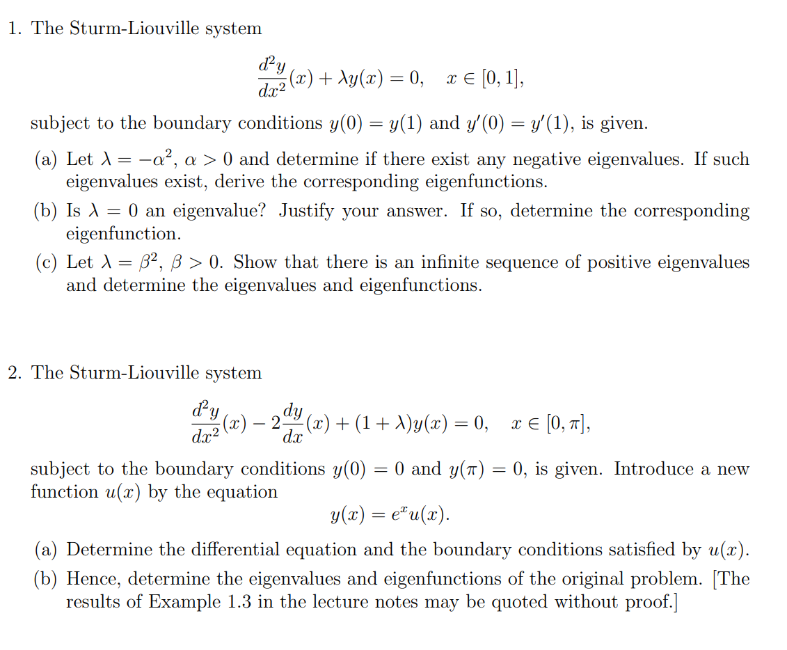 Solved 1. The Sturm-Liouville System | Chegg.com