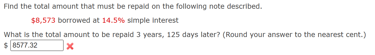 Solved Find the total amount that must be repaid on the | Chegg.com
